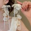 Seaside vacation style flower shell fringed long earrings stud earrings women's earrings design sense