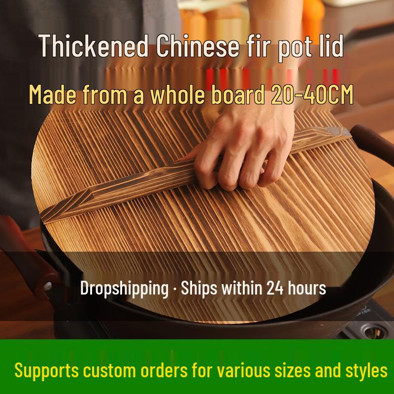 Fir Wood Pot Lid - Solid Wood Round Lid for Large Clay Pot or Water Tank 24cm solid board