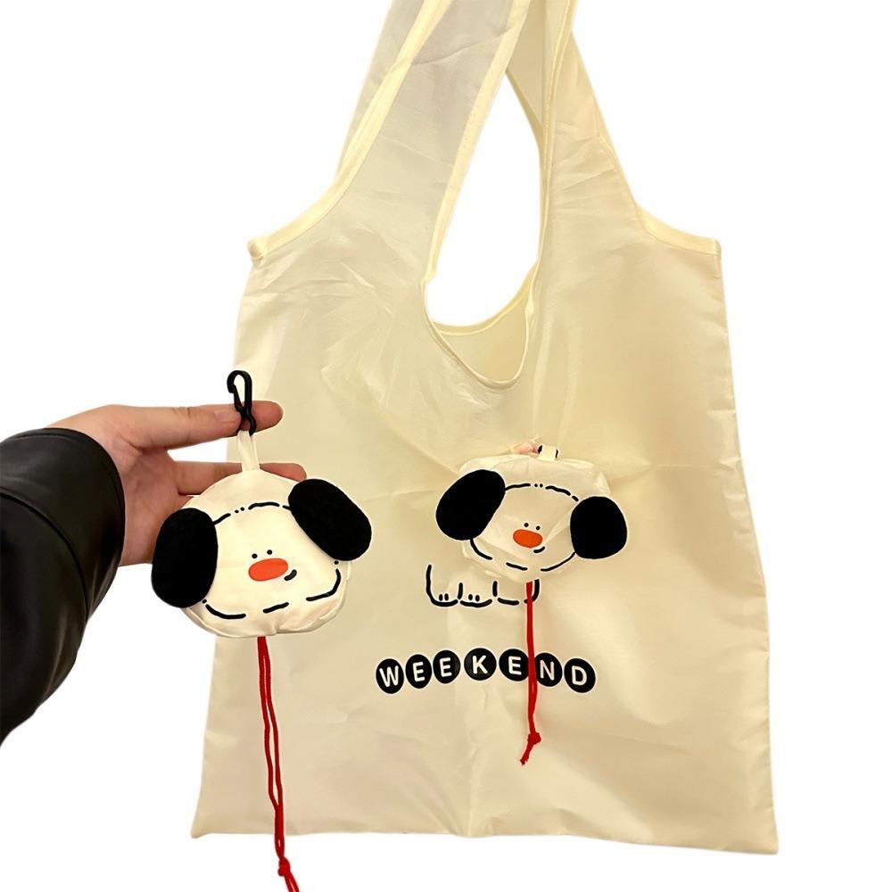 

Нейлоновая складная сумка для покупок, сумки для хранения, дорожная продуктовая сумка, портативная милая сумка-эко с собачкой, для перекуса бежевый