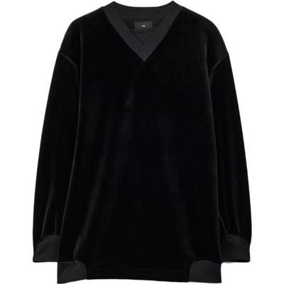 Y-3 Samt Crew Casual Solide Pullover Sweatshirt Unisex Sweatshirt Schwarz IL2146