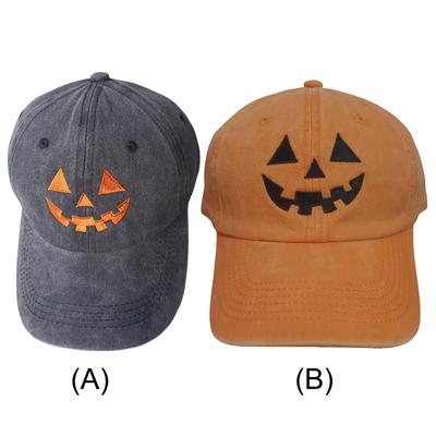 Halloween Pumpkin Hat Breathable Adjustable Baseball Cap Sun Protection Embroidery Baseball Hat for Outdoor Travel Camping