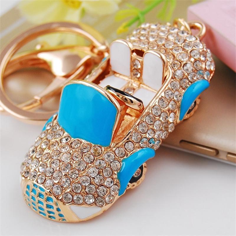 Fashion Alloy Metal Car Key Chain Keychain Charm Women Handbag Crystal Pendant Luxury Model Car Accessories Keyfob