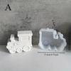 Fuuny Train Ornament Candle Holder Silicone Mold Locomotive Candlestick Plaster Molds Train Box Plug-in Concrete Plaster Mould