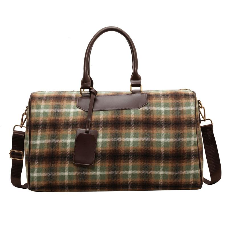 Fashionable Retro Striped Plaid Household Clothing Storage Bag for Going Out for Fun Large Capacity Travel Bag Can Be Used To Pull Rod