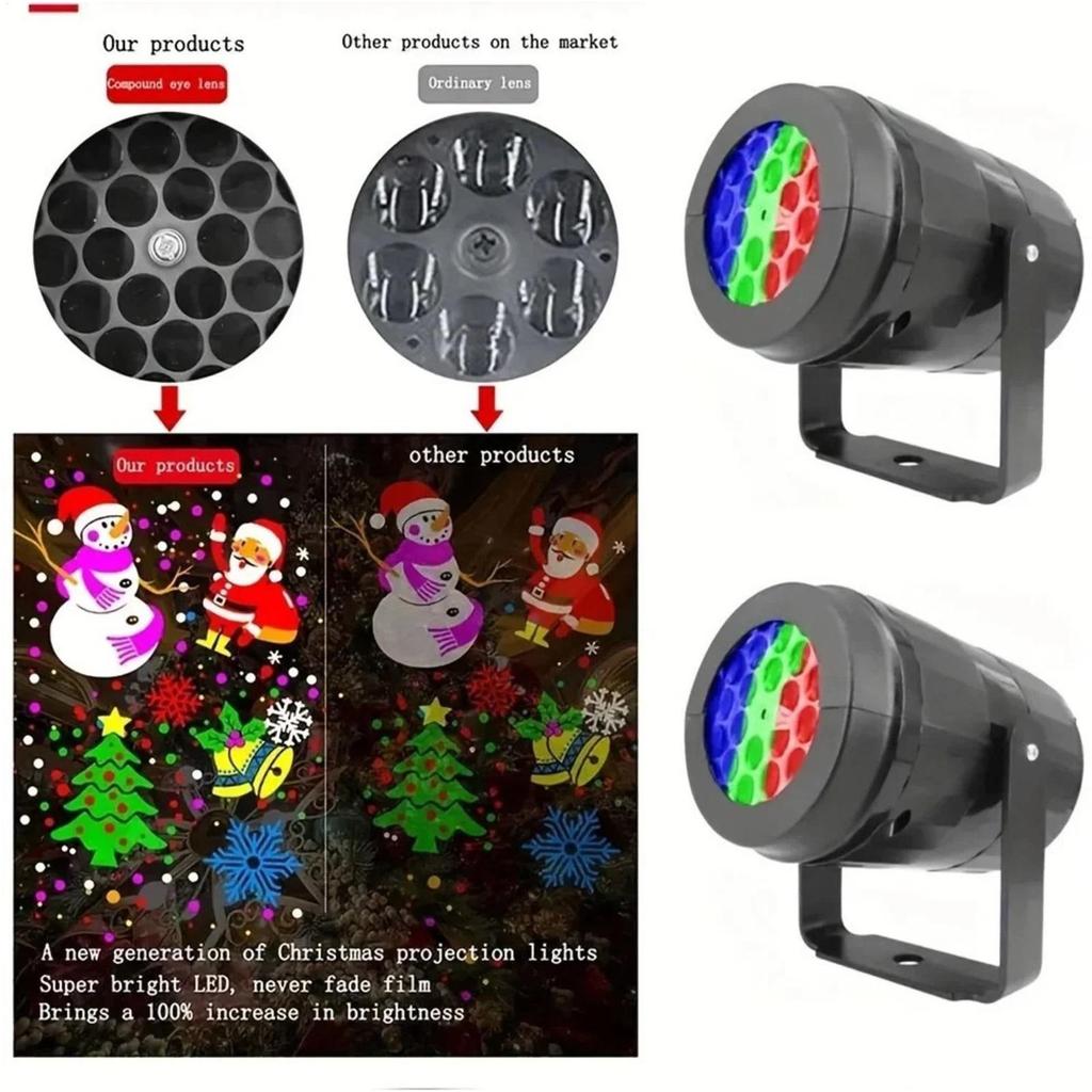 16 Patterns Christmas Projector Lights Rotatable Christmas Decoration Outdoor/Indoor Led Projector for Holiday Party Xmas Decor