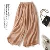 Lightweight Draped Flax Women's Pants Summer Loose Wide Leg Casual Slimming Nine Point Vintage Trousers for Women