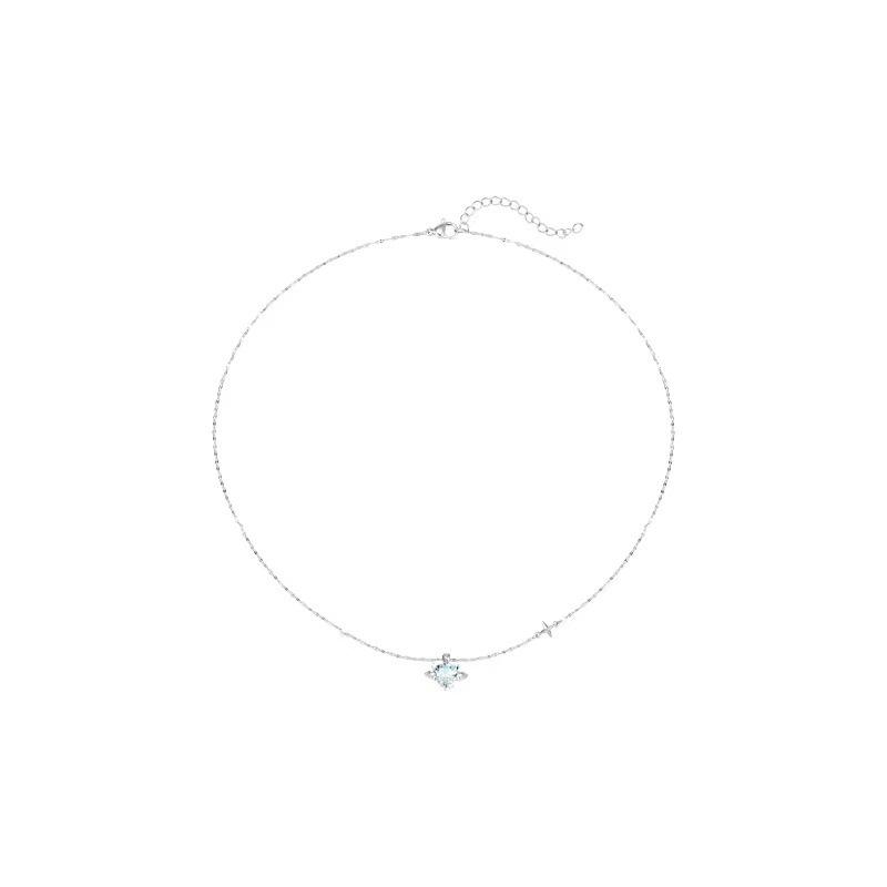 Koreanische Mode Vintage Blau Kristall Anhänger Silber Farbe Cosmic Star Kette Hals Halskette für Frauen Hochzeit Ästhetischen Schmuck