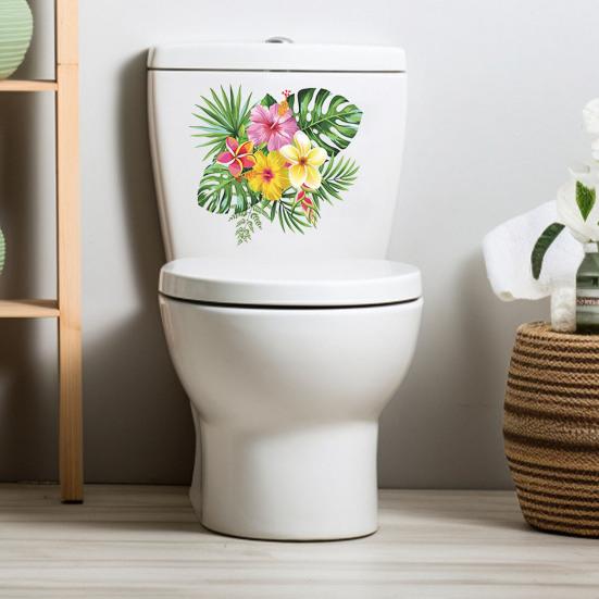Aufkleber Abnehmbar Selbstklebend Wasserdicht PVC Wohnzimmer Badezimmer Wandkunst Floral Toilette