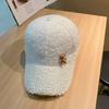Korean Autumn and Winter Fashion Diamond Brim Plush Baseball Hat Korean Style Cute Little Bear Warm Baseball Cap Trendy