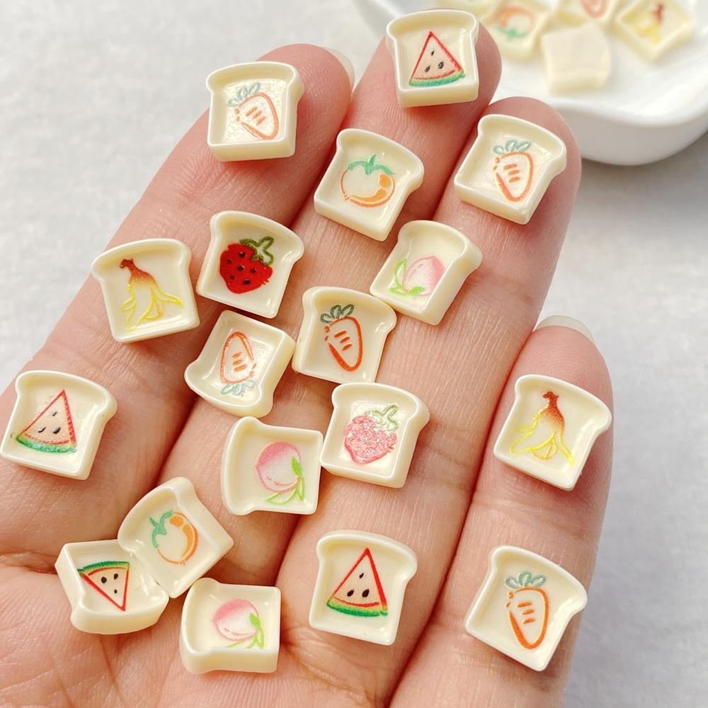 

50Pcs Cute Cartoon Strawberry, Watermelon, Radish Bread Flat Back Resin Scrapbooking DIY Jewelry Craft Decoration Accessorie