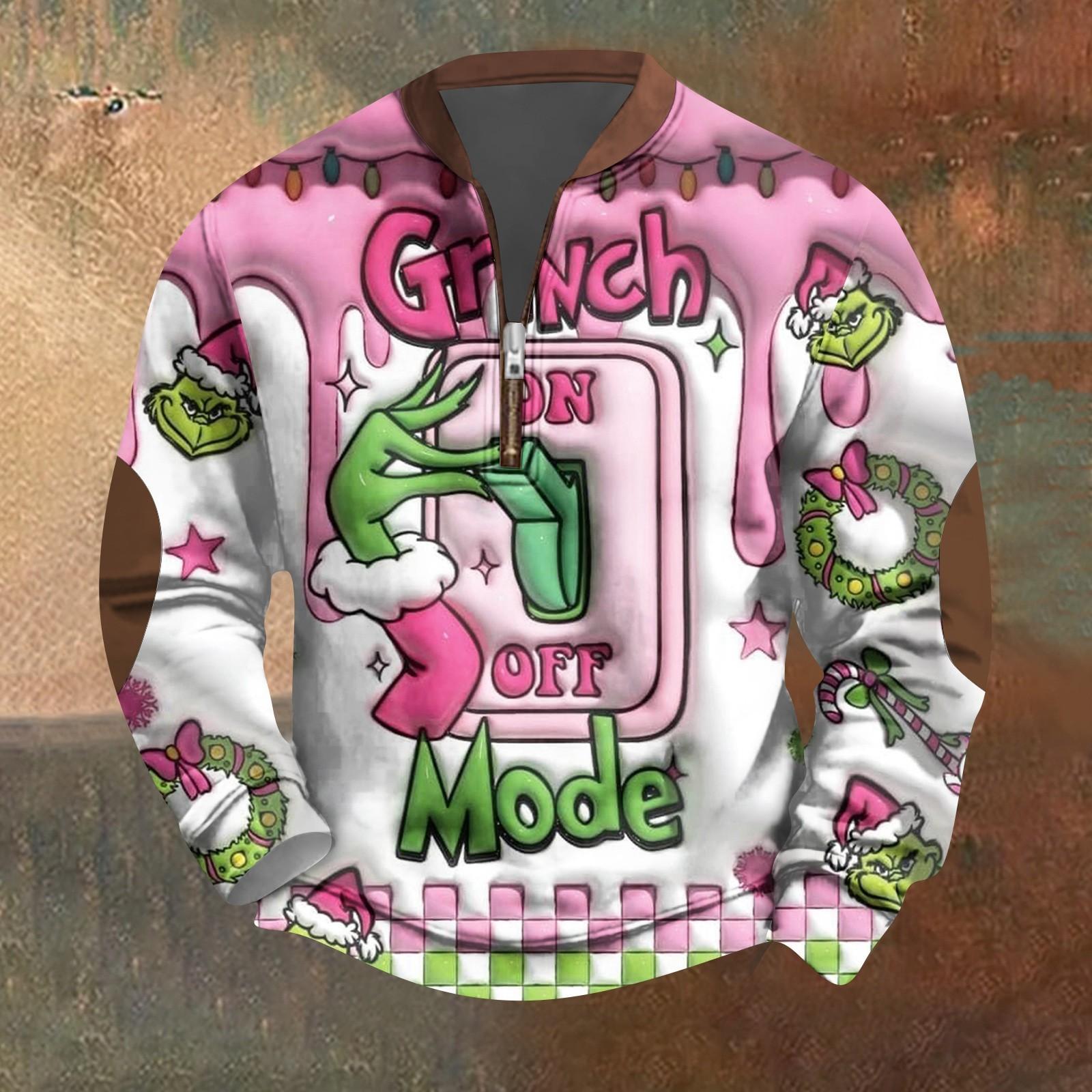 

Мужская винтажная зеленая рождественская повседневная толстовка на молнии с трехмерным принтом, пуловер XXXXL розовый