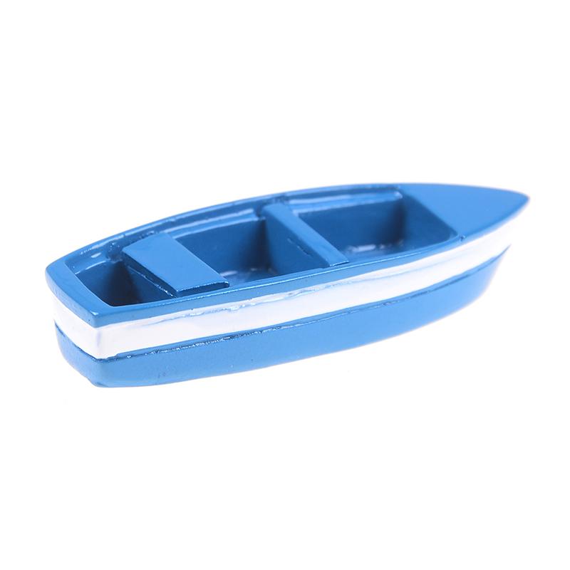 Resin Mini Boat Decoration Statues Home Landscape Exquisite Creative Blue