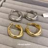 K real gold electroplated silver needle round double-layer stud earrings casual fashion commuting versatile earrings light luxury niche earrings
