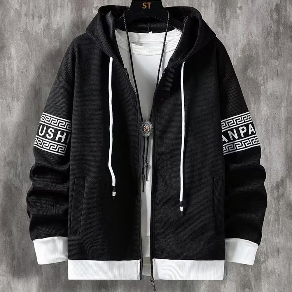 Hoodie and Tracksuit Autumn Sportswear Black L [FJLTDCP] Men's Set, Wear, Two-Piece Set, - -