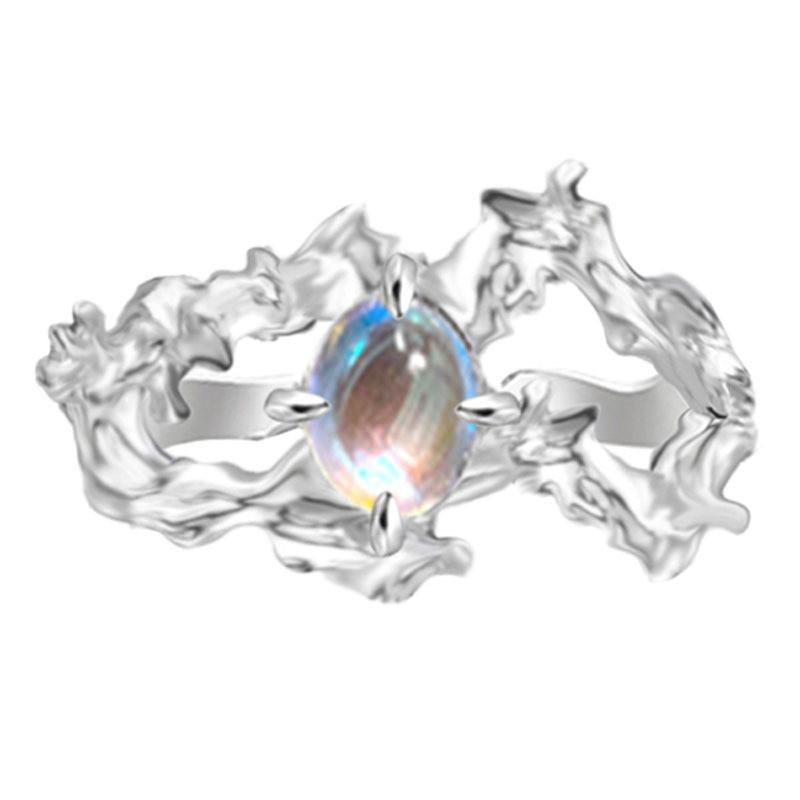 

Женское трендовое медное кольцо с великолепным лунным камнем и привлекательной геометрической формой