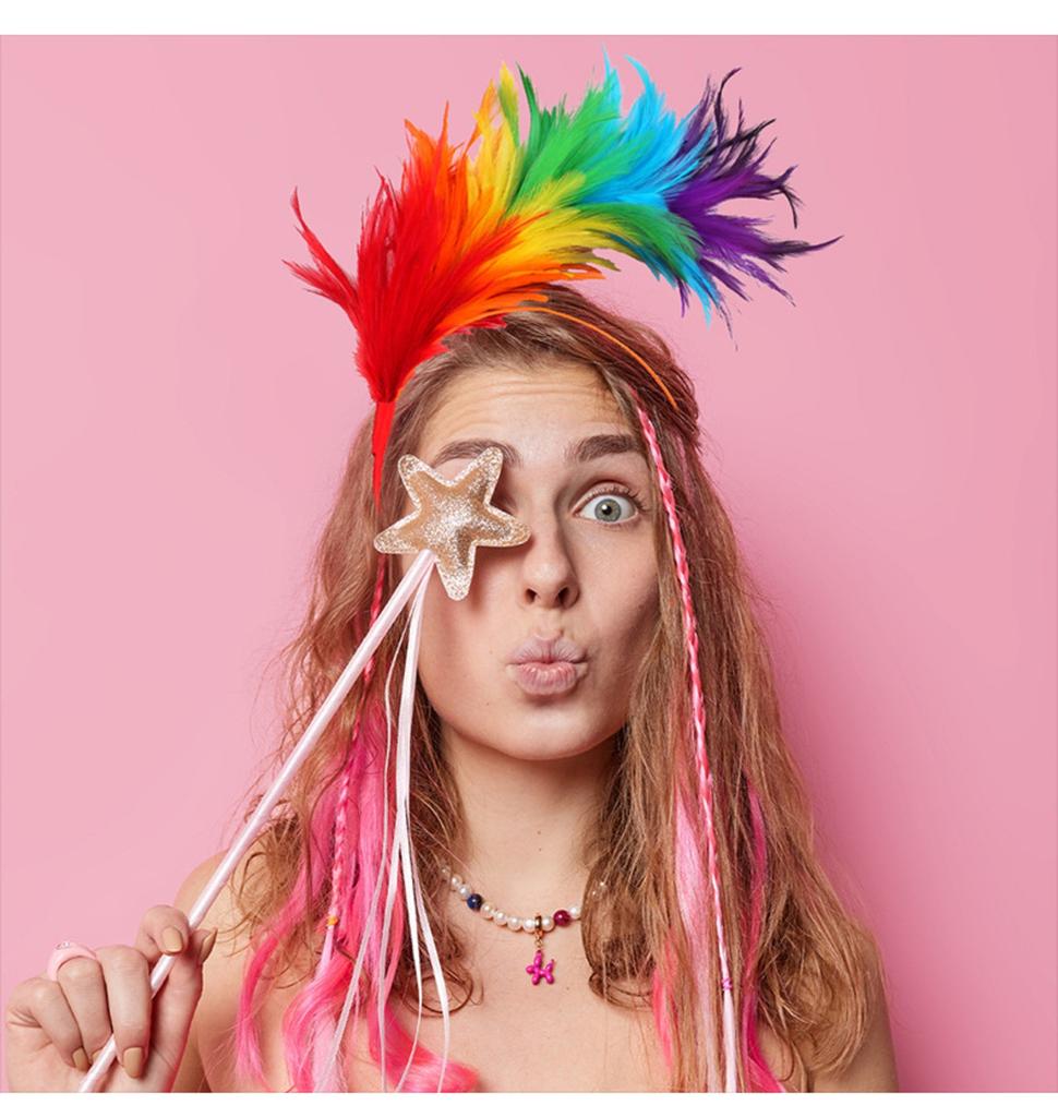 Colorful Feather Headband Headdress Holiday Party Carnival Performance Dance Decoration Head Buckle Hair Accessories Props