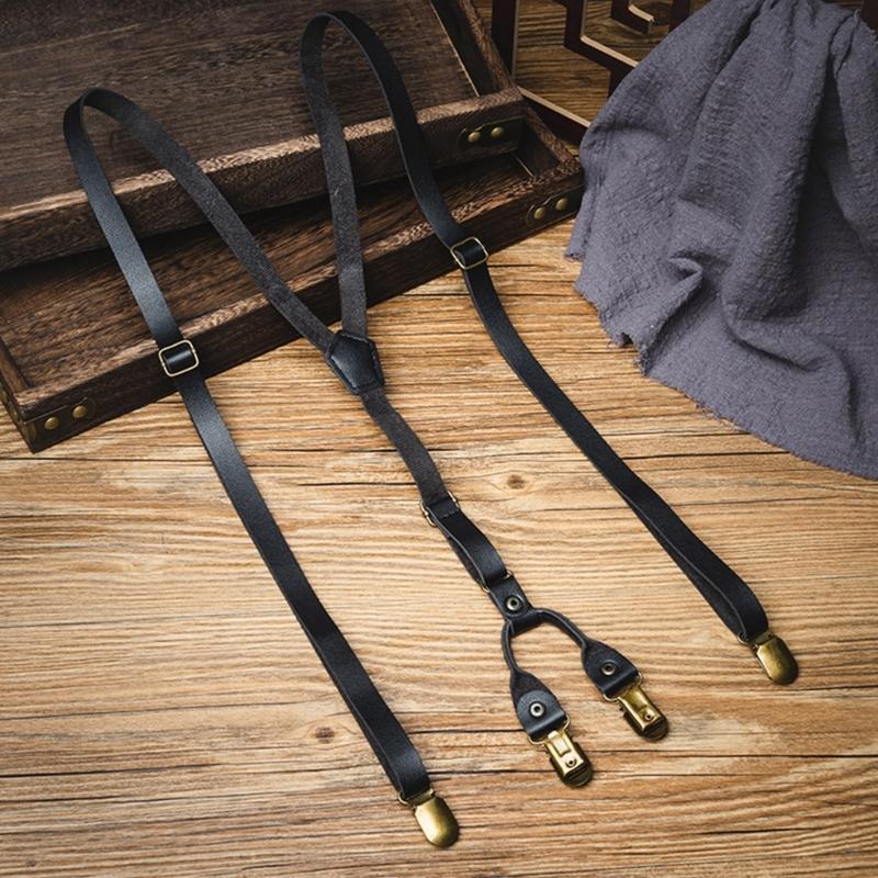 Old Fashion PU Suspenders Belt With 4 Strong Metal Clasp and Y Shape Design For Men Women And Teens Formal Occasion
