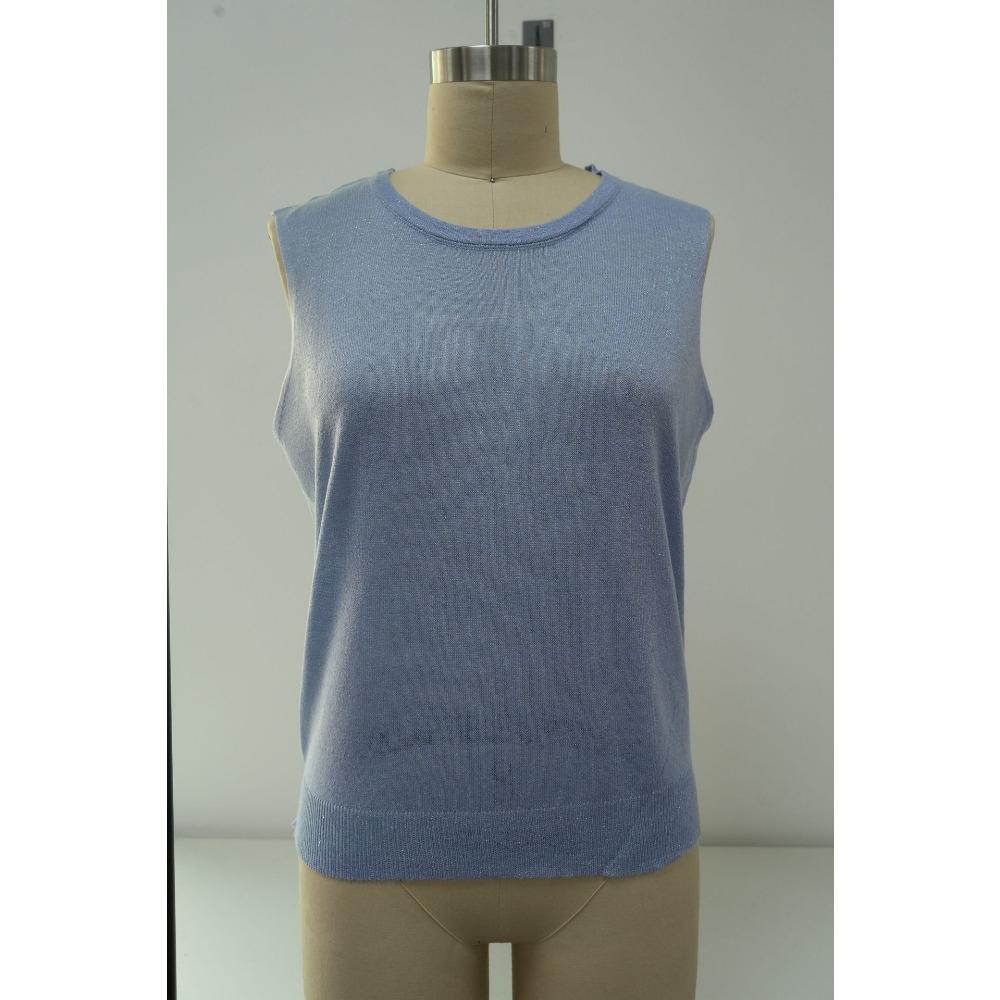 

This Spring and Summer New Thin Knitted Base Layer Shirt Can Be Worn As An Inner Layer with A Halter Top for Women M светло-синий