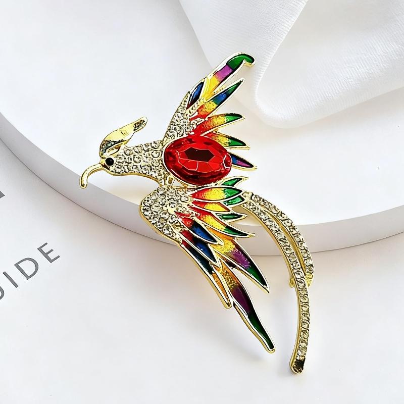 

Colorful Phoenix Reborn Ashes Red Green Crystal Rhinestone Enamel Brooch Pins Party Wedding Girl Gifts красный