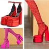 Kvinnor Pumps Helt nya Kvinnors Sandaler Sommarskor Sexiga Tjocka Höga Klackar Plattform Svart Röd Gul Klänning Fest Bröllopsskor