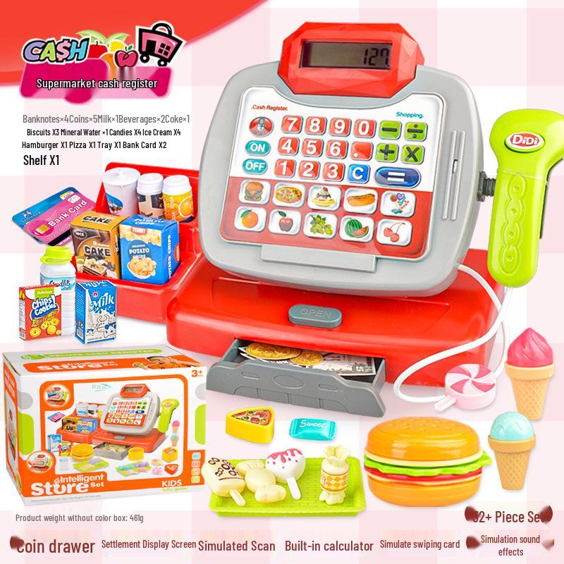 Kids' Interactive Play Supermarket Cash Register with Scanner, Computer, Sound & Light Effects - Perfect Gift for Girls
