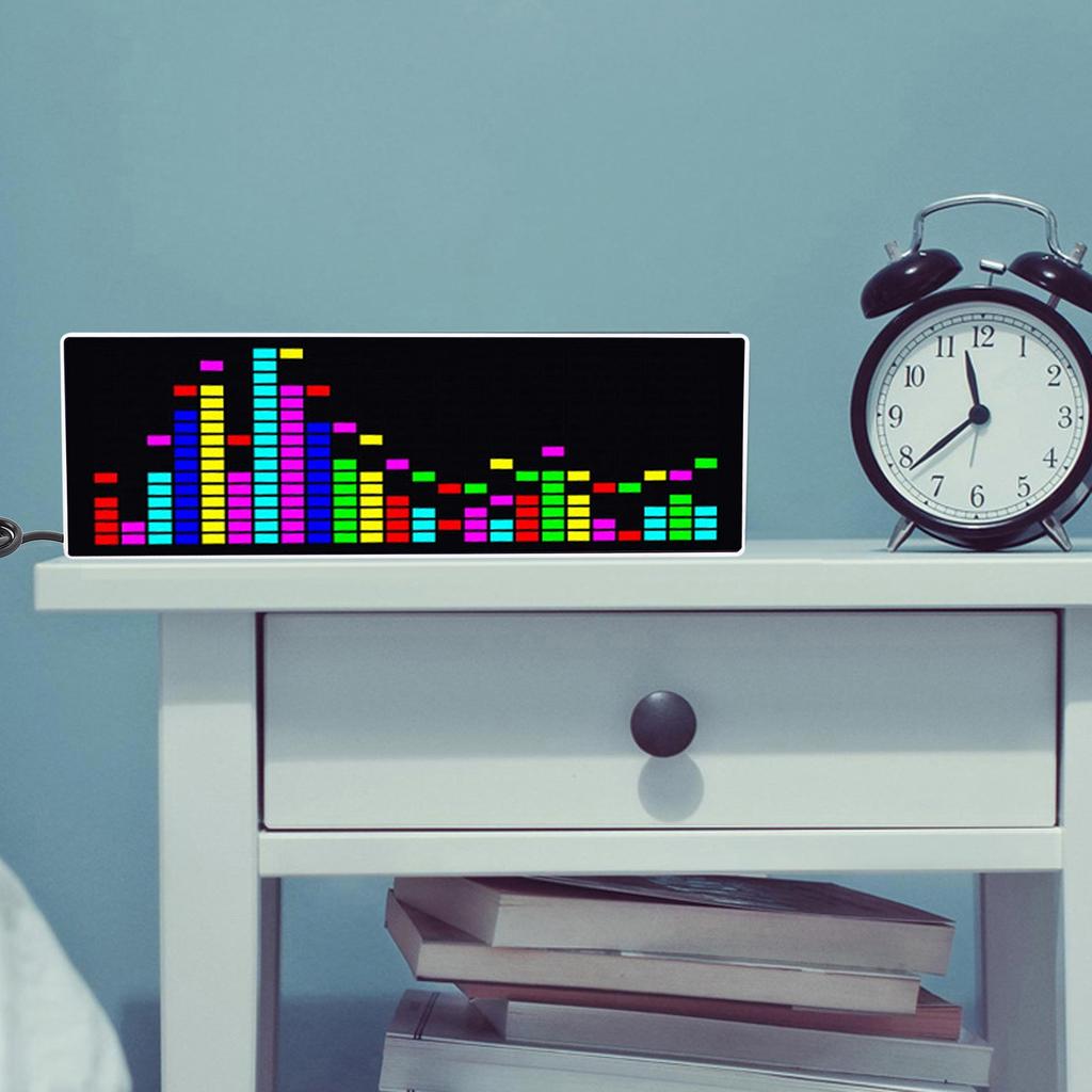 LED Music Spectrum Display 8 Brightness Modes USB Powered Electronic Clock 3 Alarm Clocks Voice or Line Controlled for Home