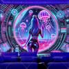 Cool Girl Blacklight Tapestry UV Reactive Glow In The Dark Smoking Jellyfish Girl Neon Tapestry Aesthetic Room Decor Tapestrys