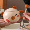 Creative Cartoon Bear Ceramic Cup With Lid Household Breakfast Children'S Couple Cup High Value Gift