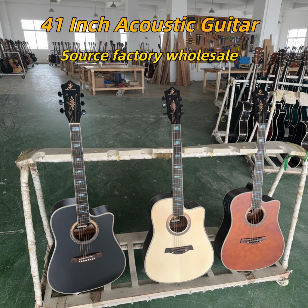 40-41 Inch Solid Wood Acoustic Guitar with Matte Finish and Low String Action
