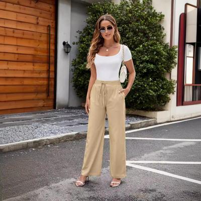 Kadın Pantolon Nefes Alabilir İpli Cep Geniş Paça Pantolon