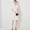Aishangchen 2024 Women's White Slim Fit Summer Work Dress with Short Sleeves