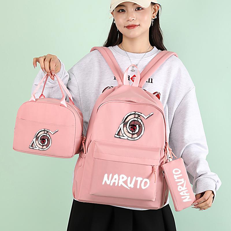 3Pcs/set Anime Naruto Backpack with Lunch Bag for Girl Boy Student Back To School Bookbag Schoolbag Men Women Leisure Travel Bag