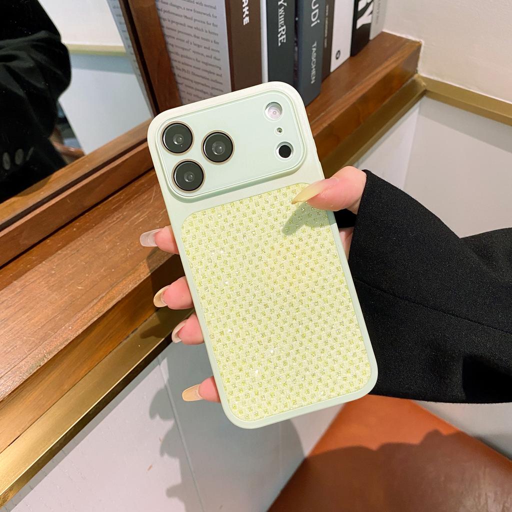 Luxury Grid Glitter Diamond Phone Case For iPhone 17 16 15 14 13 Pro Max Shiny Rhinestone Anti-fall Protection Shockproof Cover