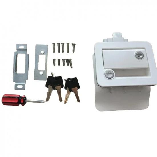 RV Door Lock Replacement Upgraded RV Door Latch with Paddle Deadbolt 4 Keys Camper Door Lock for Travel Trailers