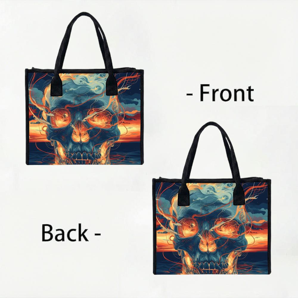 Cool Skull Print Tote Bag Fashion All-match Large Capacity Casual Outdoor Daily Shoulder Handbag