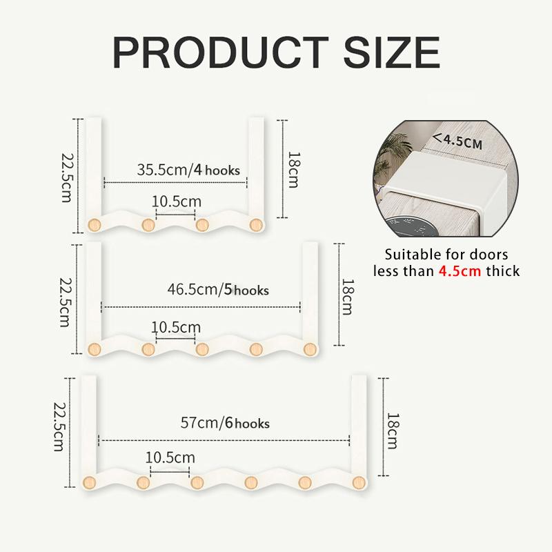 Wave Shape Hook Behind The Door No Punching Required Iron Raw Wood Hanging Clothes Hook Bedroom Wall Storage Clothes Hanger