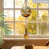 2D Vlak Glas-in-lood Herfst Pompoen Raamdecoratie, 6,3/7,87 Inch Kleurrijk Glasplaat met Ketting, Charmante Herfst Zonenvanger Huisdecoratie, Uniek