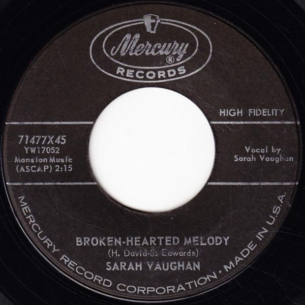 

7inch Record SARAH VAUGHAN - Broken-hearted Melody / Misty 71477X45 Mercury 1959 UK Jazz Used