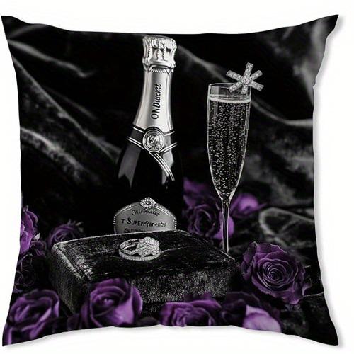 Purple Roses Love Themed Doublesided Printed pillow cover Short plush Suitable living rooms bedrooms sofas throw cushion cover