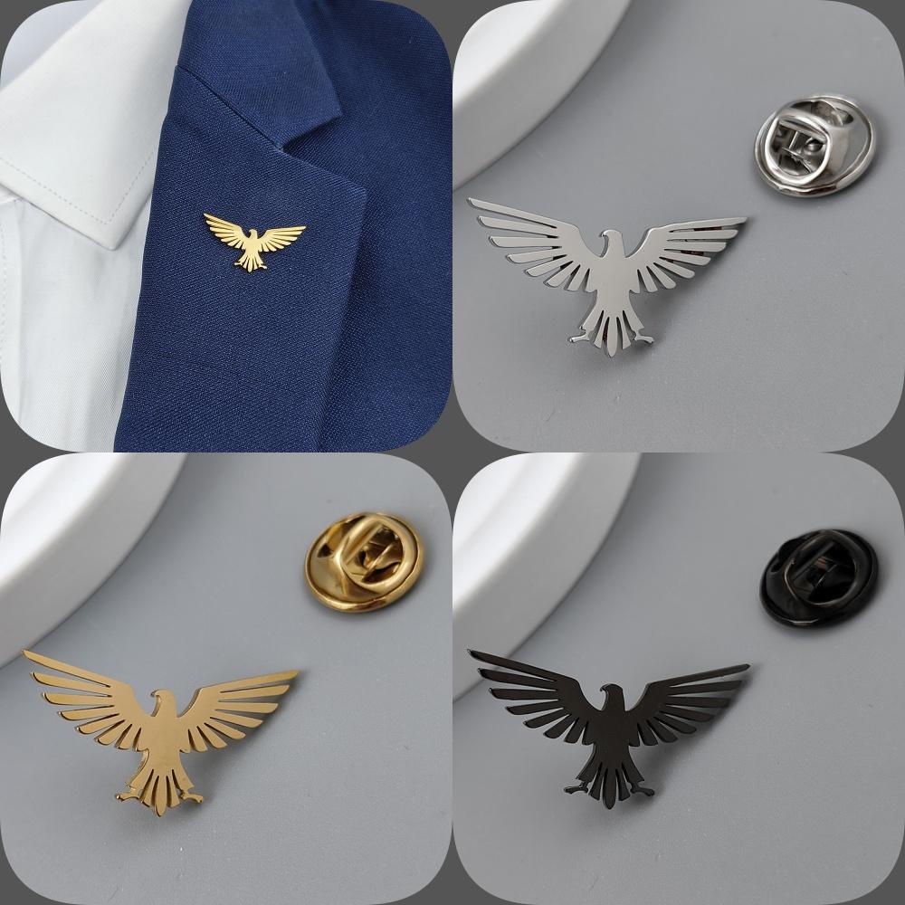 Edelstahl Adler Brosche für Herren Geometrisches Tier Muster Anstecknadel Hemd Abzeichen Personalisierte Feiertagsgeschenk für Papa