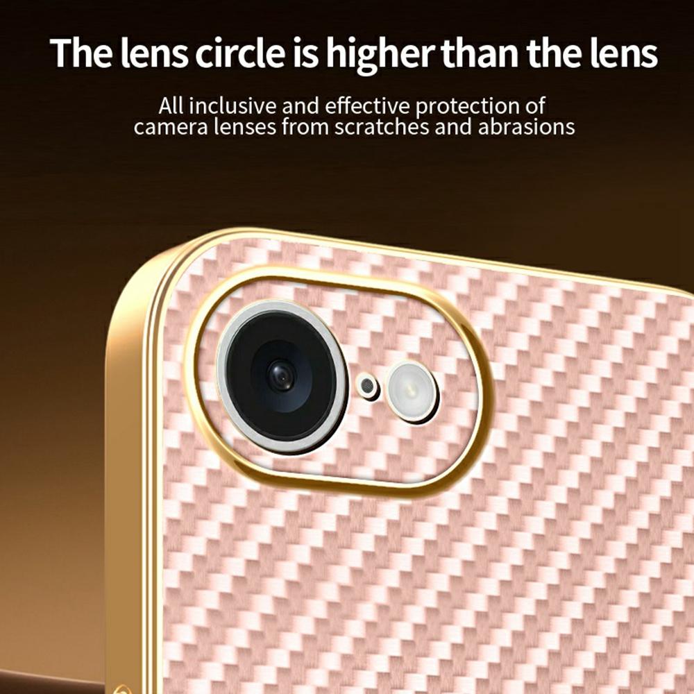 For iPhone 16e Phone Case Carbon Fiber Textured Electroplated TPU Back Cover