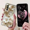 For Tecno Spark 8 Pro 8T 8P Elegant Floral Cat Phone Case For Tecno Spark8 8T 8P 8Pro Black Silicone Soft TPU Cases Bumpers