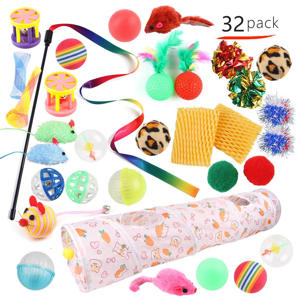 Pet Cat Toy Set 21 Pieces Cat Channel Teaser Cat Stick Plush Mouse Combination Toy