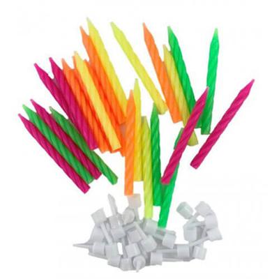 Alpen Geburtstagskerzen mit Halter (24er-Packung) (Neon)