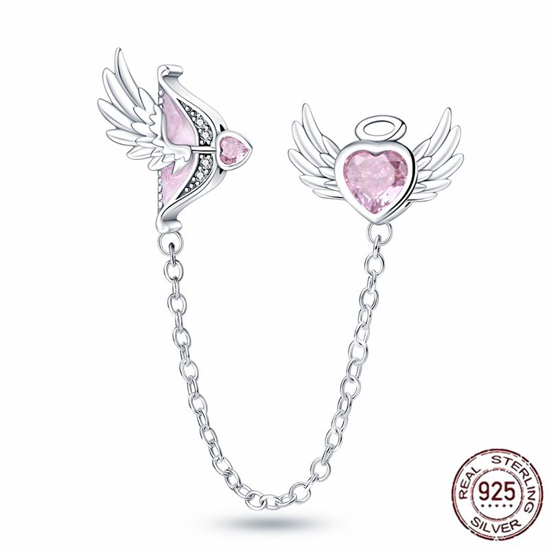 Stříbrný Křišťálový Pavé Bezpečnostní Řetízek Pevný Klip Pramen Přívěsek Vhodný pro Ženy Náramek Stříbrné Šperky Párty Narozeninový Dárek