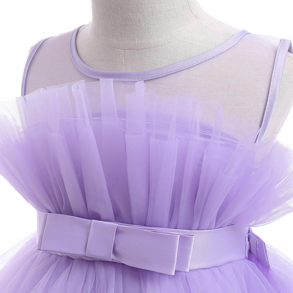 European and American Floral Princess Dress for Girls - Long Tail, Puffy Mesh, Perfect for New Year Events.