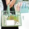 Clear PVC Transparent Exam Tote Bag Waterproof Handbag Portable Heavy Duty for School Students Exam Office Supplies Storage