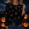 Damen Halloween Bedruckter Pullover Sweatshirt Langarm Rundhalsausschnitt Lässiges Lockeres Oberteil für Herbst Winter Alltag