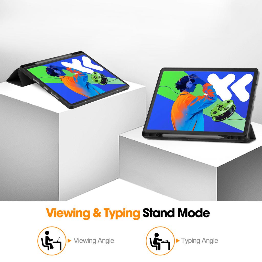 For Lenovo Xiaoxin Pad Pro 12.7 (2025) Stand Case Shock-Absorbent Leather Tablet Cover with Pen Slot