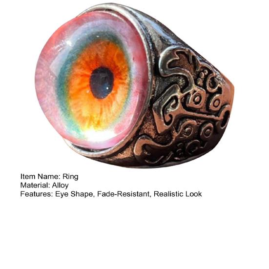 Eye Ring Adjustable Opening Talisman Ring with Surreal Brown Iris Design Lifelike Blood-Red Eyeball Retro Finger Ring